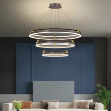 led客厅吊灯 圆形双层发光北欧灯具2022新款现代简约大厅餐厅灯饰