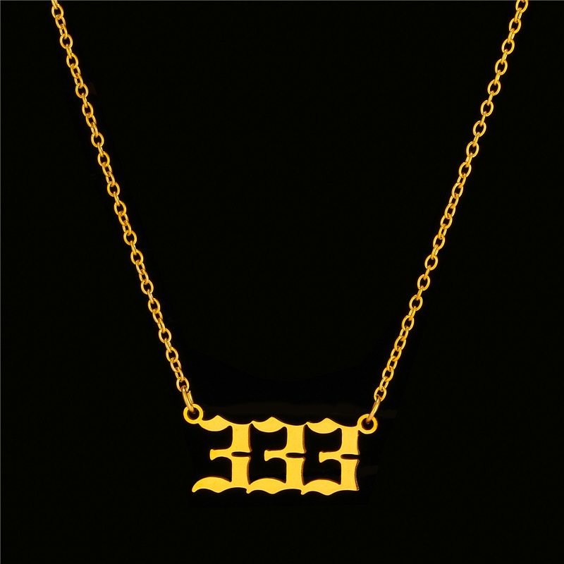 2021亚马逊热卖爆款天使数字吊坠项链 编号000-999不锈钢数字项链