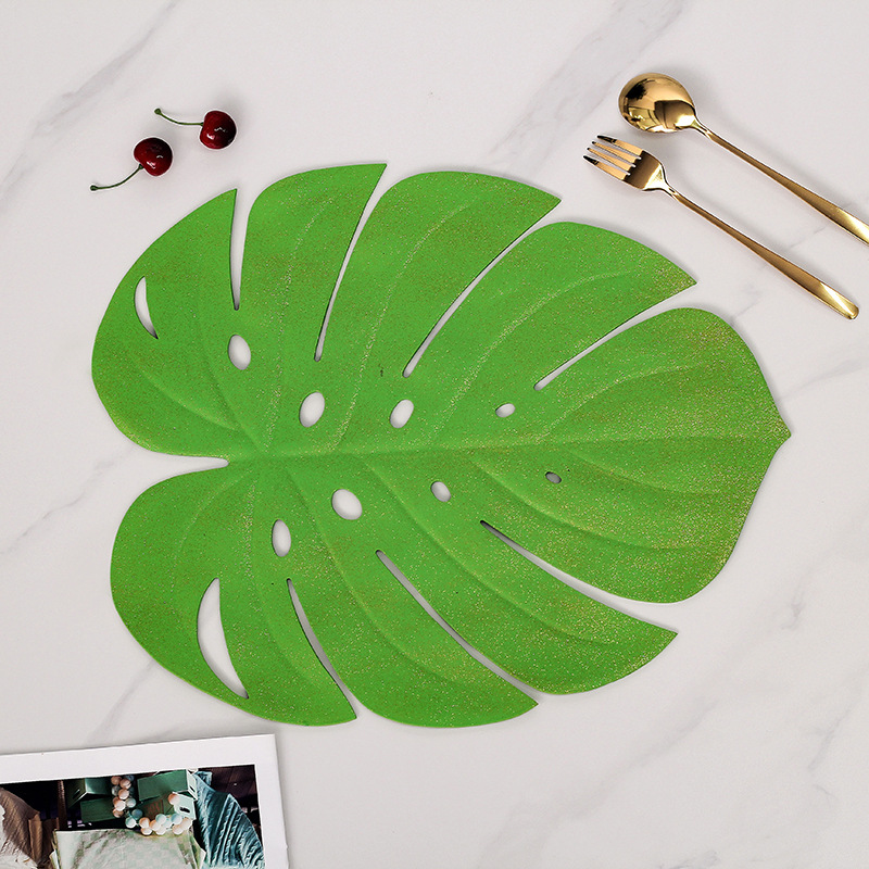 ins style simulation eva leaf hole monstera european entry lux floating gold waterproof and oilproof and heatproof heat proof mat table mat