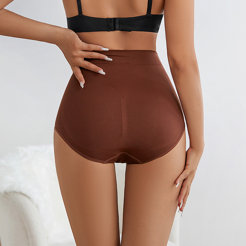 Seamless Thin Breathable Sexy Hip Raise High Waist plus Size Body Shaping Underwear Cotton Crotch Skin-Friendly Women's Briefs