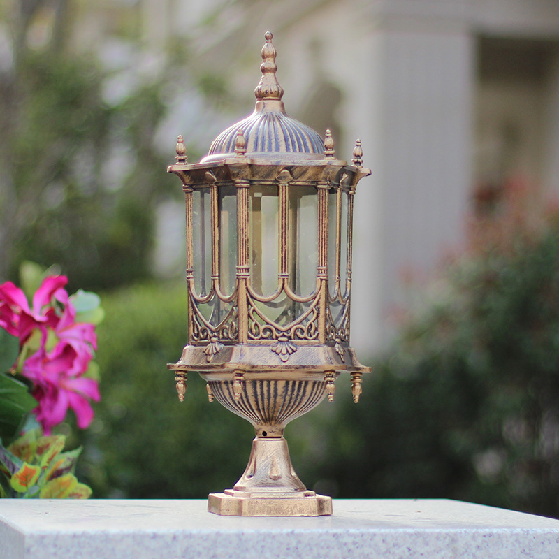 户外欧式复古柱头灯压铸加厚防雨墙头灯花园别墅小区照明柱头灯