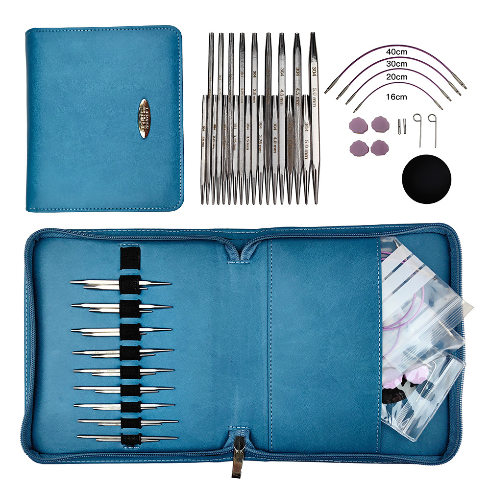 跨境编织工具304不锈钢方形可拆卸环形针5 8袖子方针环形针一套9