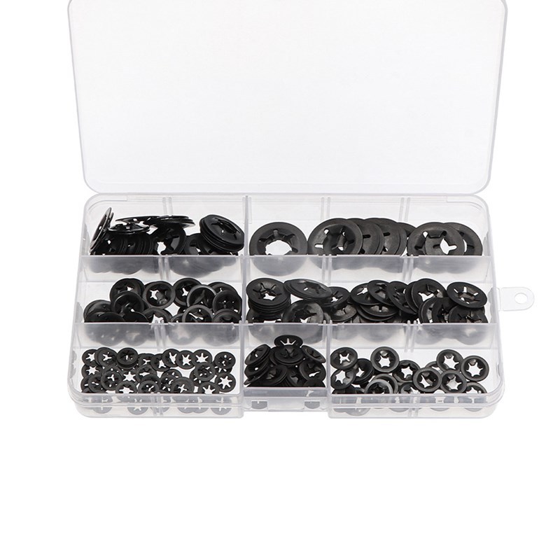 280pcs盒装m3-m12梅花孔轴承夹挡圈 65锰钢平边轴承夹挡圈-阿里巴巴