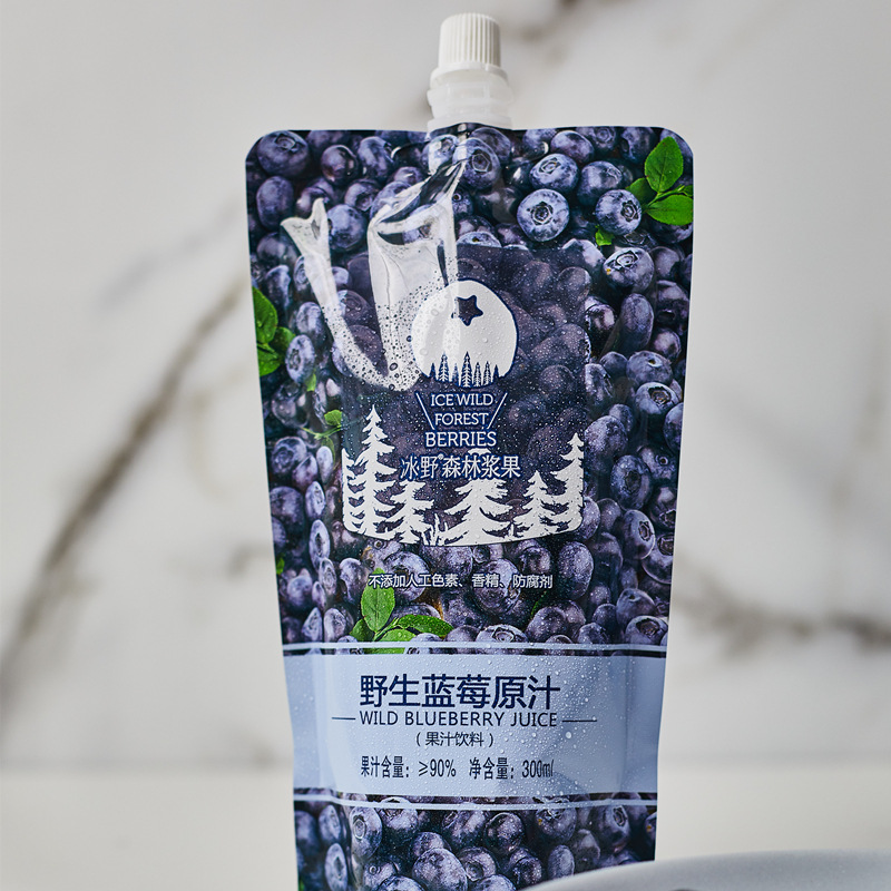 野生蓝莓原汁冰野森林果浆无添果汁饮料300ml *6袋蓝莓汁整箱包邮