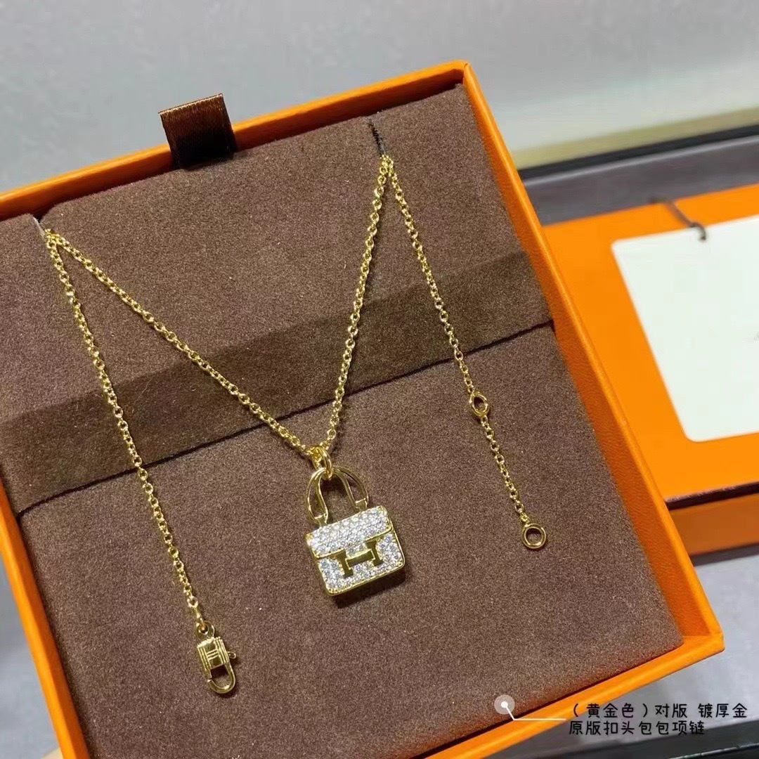高版本爱马家康康包项链h家包包项链cnc精工s925银轻奢小众锁骨链