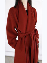 红色毛呢外套女冬季过年战袍欧货高级感超好看小众加厚中长版大衣