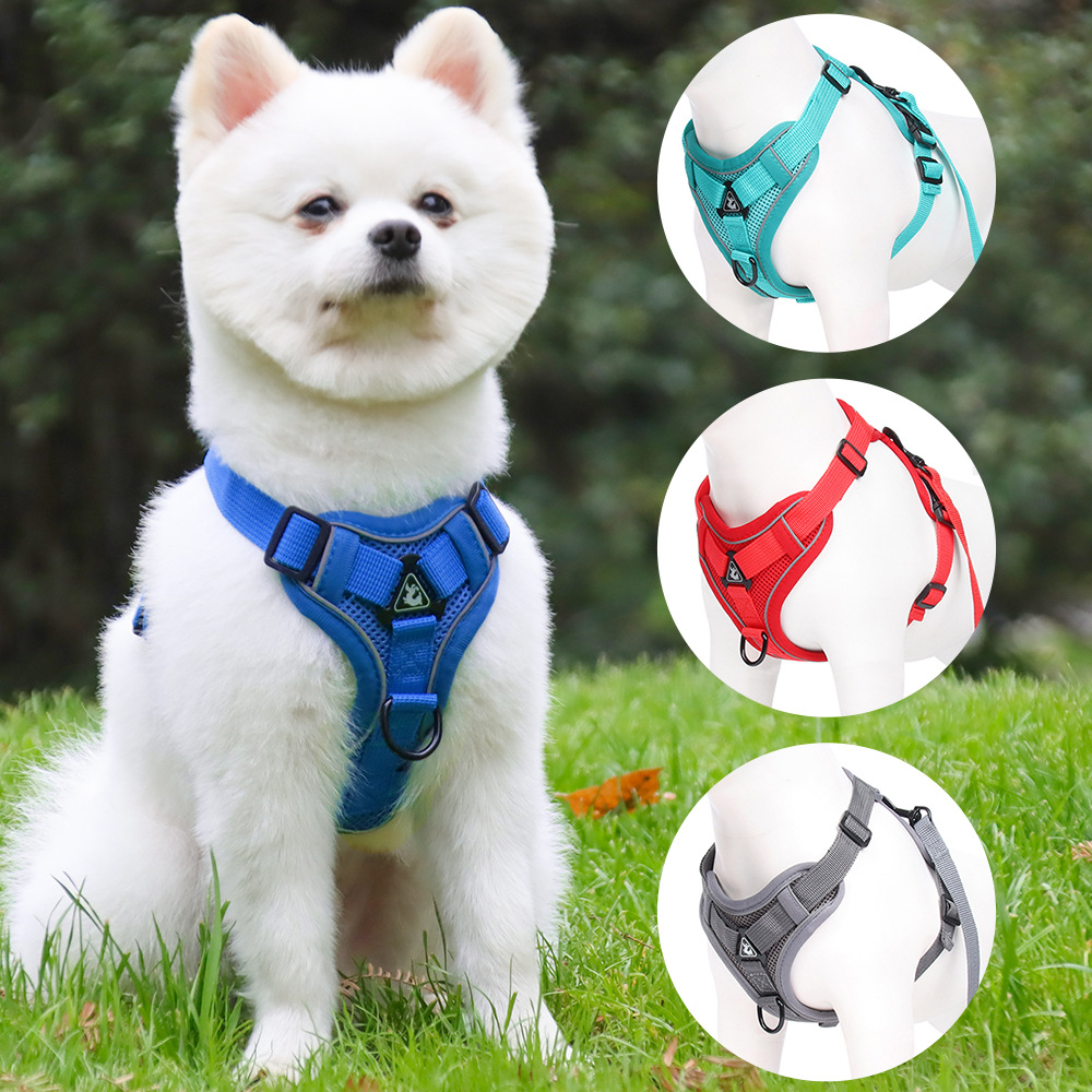 New Pet Hand Holding Rope Reflective Breathable Dog Breast Strap Vest Style Pet Harness Wholesale