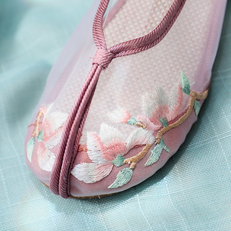 古装鞋女汉服鞋绣花鞋夏季网纱老北京布鞋古风鞋子子女网布凉鞋
