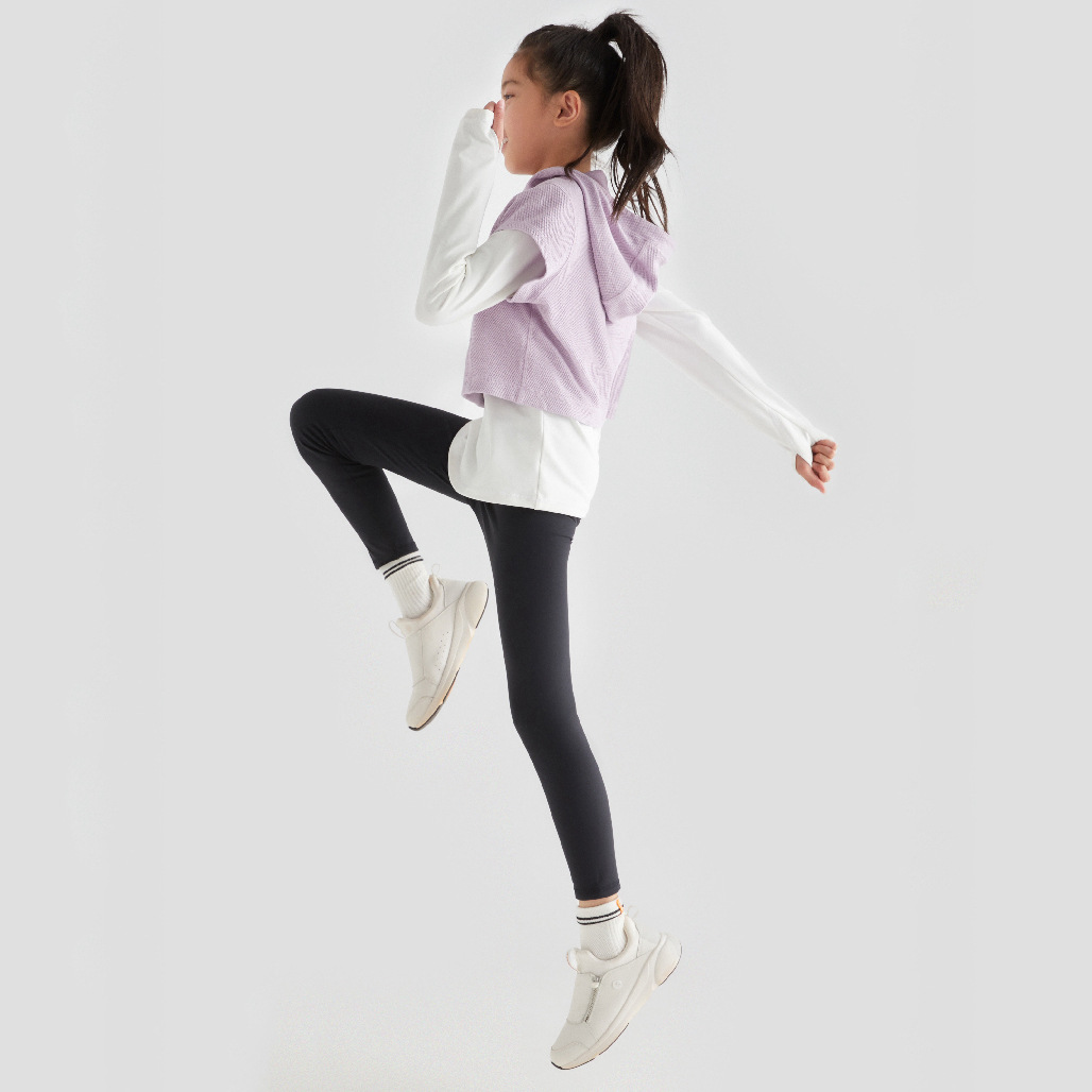 2023新款秋冬季女孩儿童加绒加厚外穿瑜伽服裤户外运动速干紧身裤