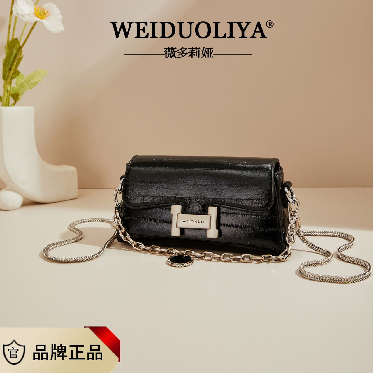 薇多莉娅轻奢链条欧洲站软皮纯色单肩斜挎女士小方包包2024新款潮