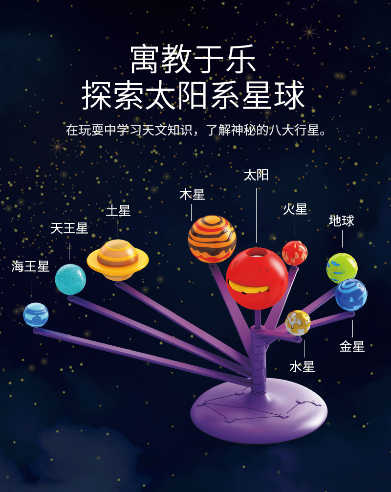 学优马天文类科学实验手绘彩画星球八大行星带投影功能探索太阳系