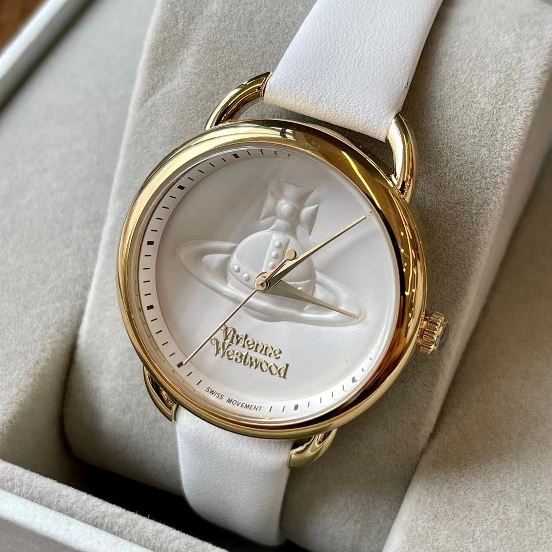 viviennewestwood士星女表薇薇安西太后的手表中白色表盘牛皮表