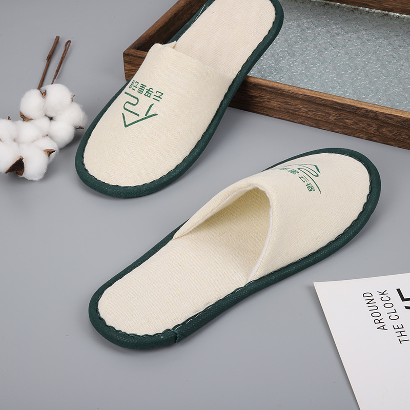 Disposable Slippers Cotton and Linen Commercial Non-Slip Hotel Hotel B & B Beauty Salon Universal Printable Logo in Stock Wholesale