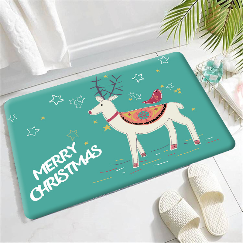 Christmas Bedroom Living Room Floor Mat Kitchen Bathroom Door Mat Absorbent Non-Slip Floor Mat Carpet