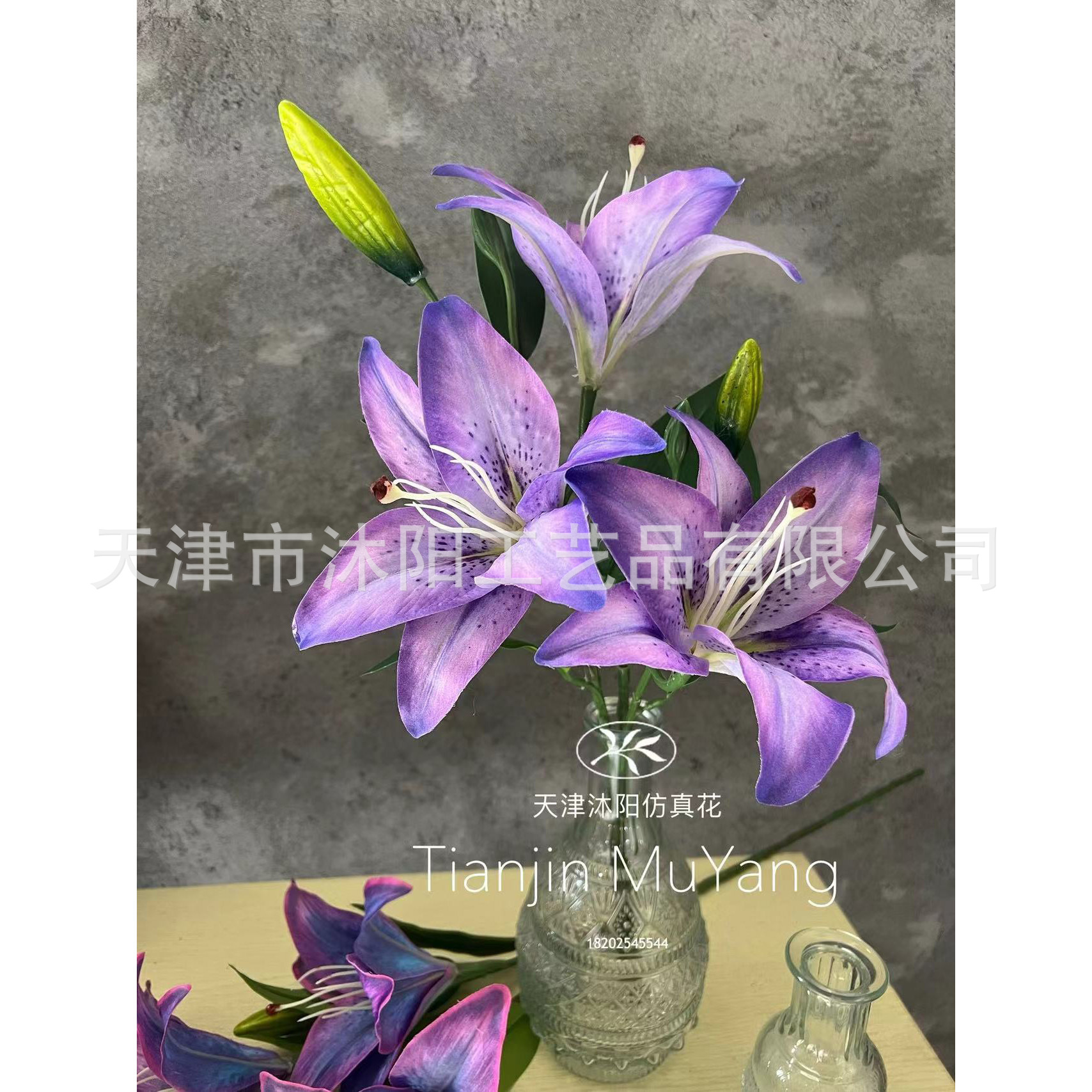 仿真3d打印布料百合假花软装造景婚礼插花婚礼堂装饰家居软装