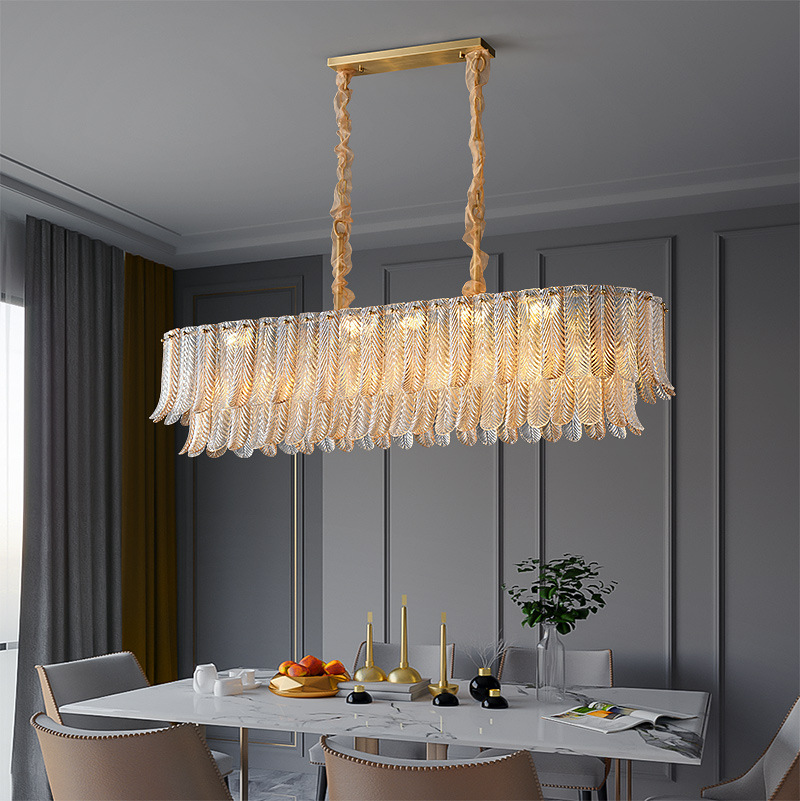 2023 New All-Copper Light Luxury Restaurant Chandelier Post-Modern Simple Elegant Villa Designer Internet Celebrity Lamp in the Living Room