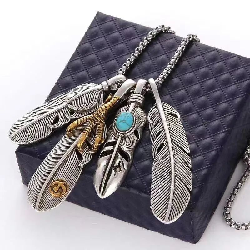 权志龙同款项链韩版西部牛仔配饰嘻哈长款女潮项链叶子羽毛鹰爪