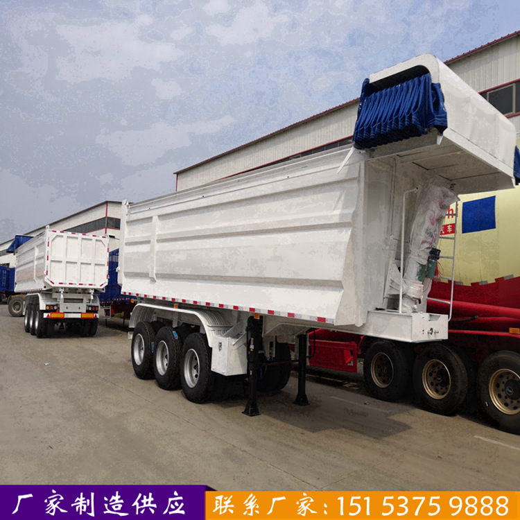 出口u型半挂式自卸翻斗车宽度尺寸 四桥半挂自卸翻斗车长度标准