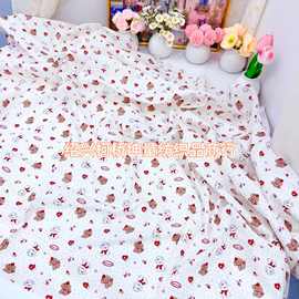 全棉40支数码印花 韩版卡通可爱红苹果小狗狗花布 连衣裙童装吊带