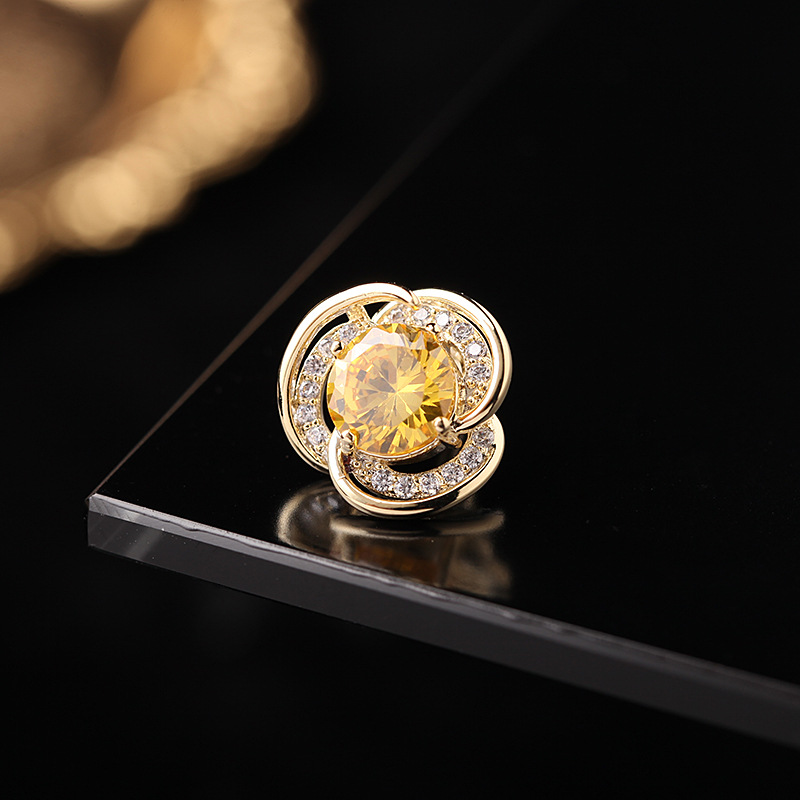 高级感时尚精致微镶满锆蓝色冰裂纹宝石胸针衬衫西装防走光刺马针