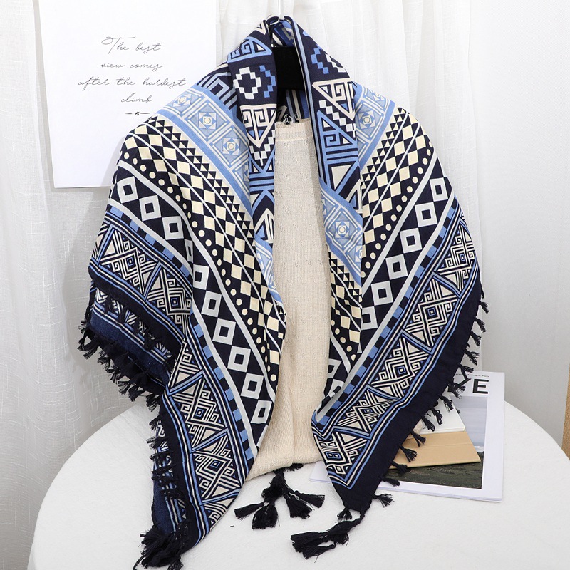 2023 New Ethnic Style Headcloth 110 Large Kerchief Women's Warm Cotton Tissue Northwest Travel Trip Shoot Sunscreen Shawl