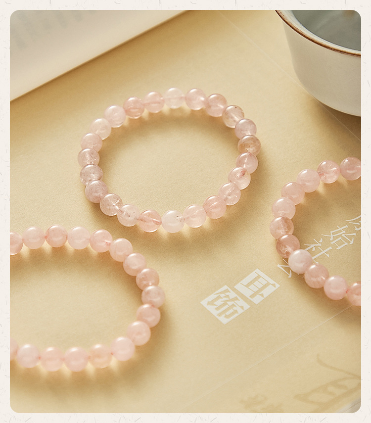天然粉摩根石手链女珠子8mm串珠diy饰品粉色水晶手串直播供应批发