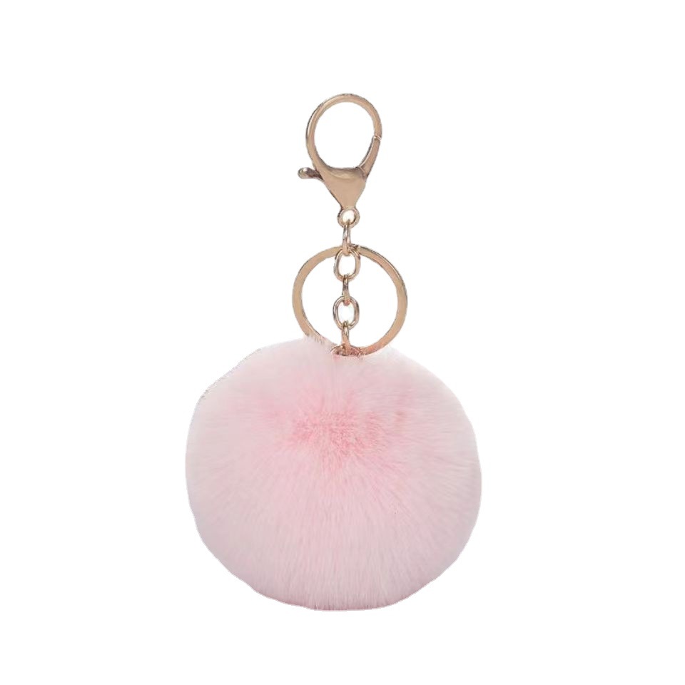 Manufacturers Supply 6, 8cm Imitation Rex Rabbit Fuzzy Ball Pendant Pompons Keychain Pendant Clothing Bags Ornament Accessories