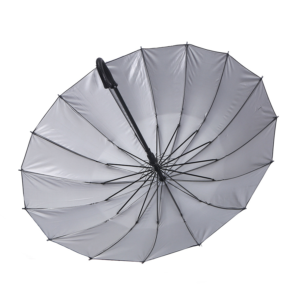 New 16 Framework Umbrella 16K Golf Handle Umbrella UV Protection Silver Plastic Umbrella Student Rain and Shine Dual-Use Umbrella