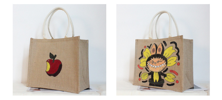 无印黄麻袋亲子丙烯涂鸦袋手绘画麻布袋购物袋diy礼品袋-阿里巴巴