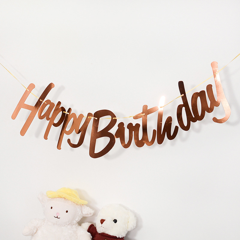 Ins Siamese Word Happy Birthday Happy Birthday Hanging Flag Baby Full-Year Party Birthday Decoration Banner