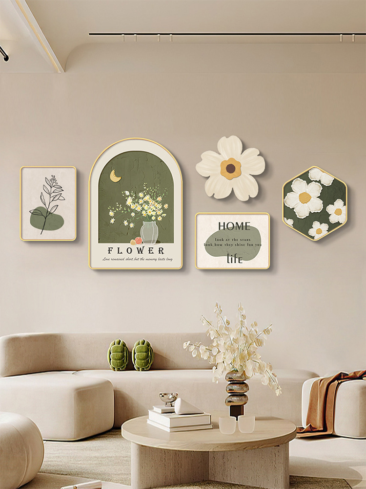 现代简约客厅装饰画北欧风格沙发背景墙壁画餐厅背景墙挂画晶瓷画