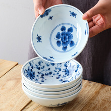 日本进口蓝凛堂陶瓷餐盘餐具釉下彩日式沙拉果盘子深钵小吃甜品碗