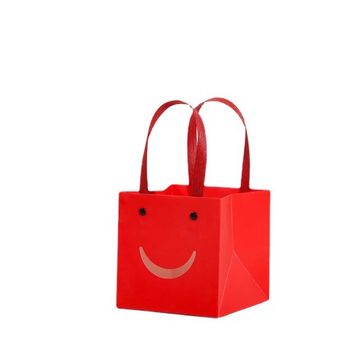 Creative COW Leather Paper Bag Smiley Face Flowers White Card Handbag Baking Cake Chinese Valentine's Day Teacher's Day Gift Bag Wholesale