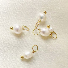 五颗装巴洛克珍珠耳环配件淡水珍珠吊坠配件diy饰品挂件钛钢饰品