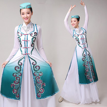 儿童藏族舞蹈演出服成人民族回族服装水袖新疆舞大摆裙演出古典