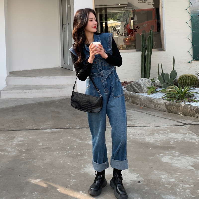 新款发 复古无袖工装连体牛仔裤 春夏006a211105168