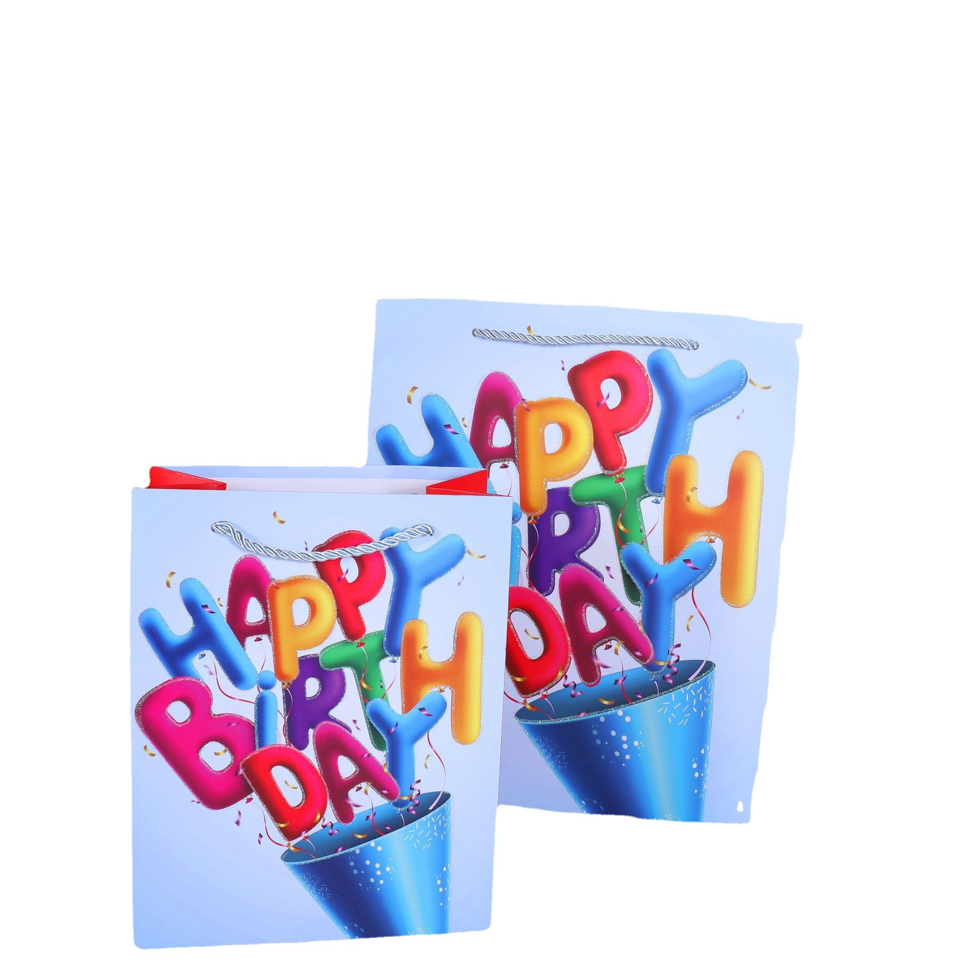 Yiwu Factory Dusting Powder White Card Birthday Gift Portable Paper Bag in Stock Wholesale Balloon Cake Birthday Celebration