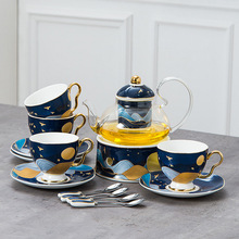 批发骨瓷花茶壶陶瓷玻璃蜡烛加热茶具创意下午花茶红茶咖啡杯套装