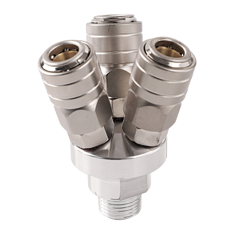 c式自锁快速接头气管圆二通三通插爪气动元件空压机气泵快插配件