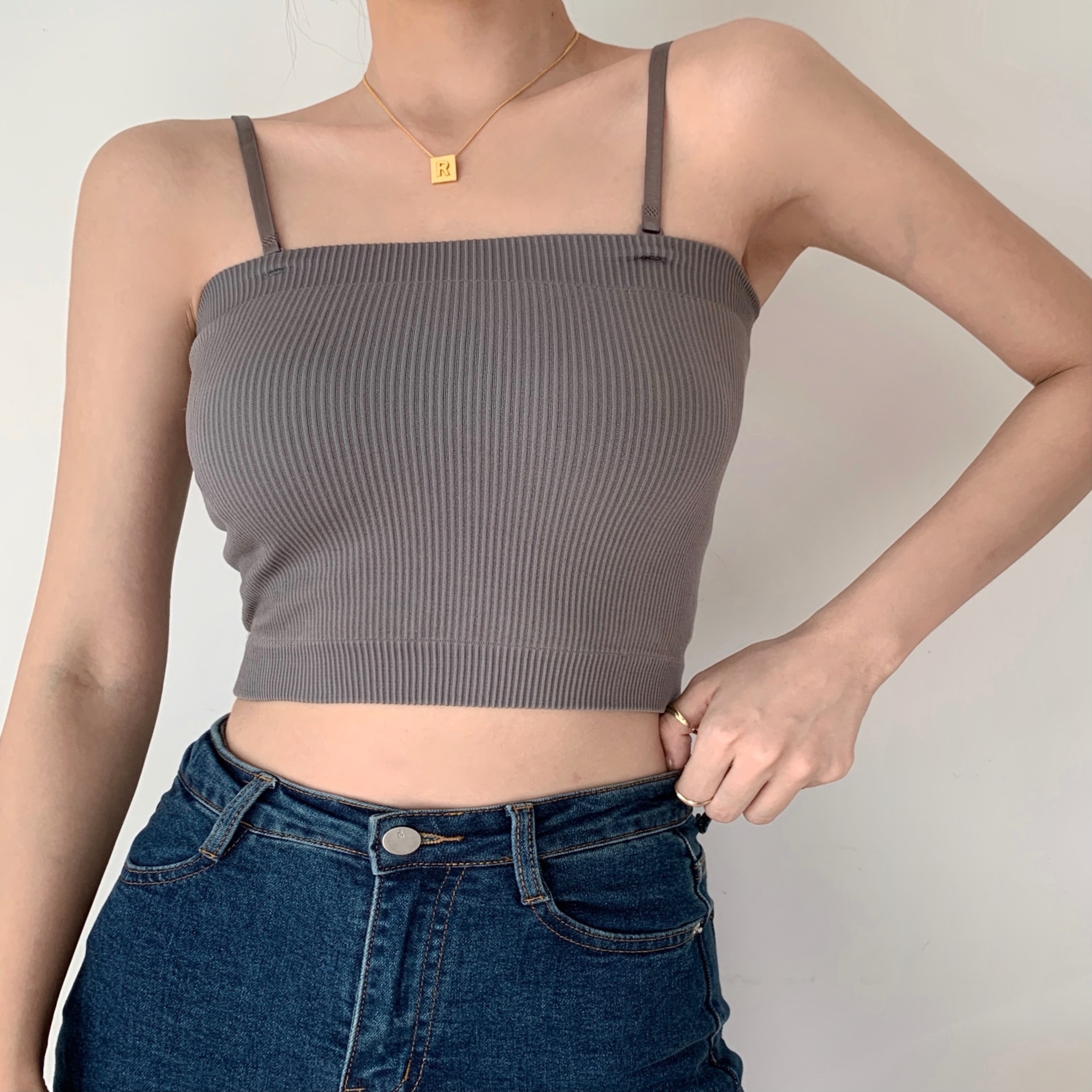 性感炸街肩带可拆吊带外穿防走光裹胸秋冬带胸垫抹胸女士背心