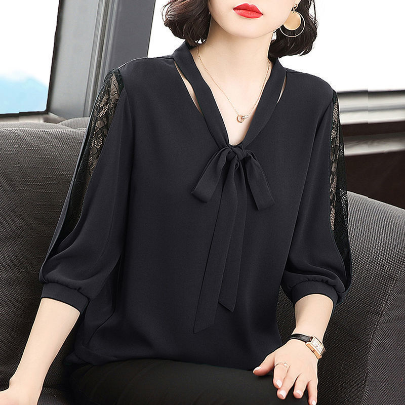 Short Sleeve Large Size Women's Clothing 2023 Spring and Summer New Loose Shirt Middle-Aged Mom Western Style Belly-Covering Small Shirt Fashion