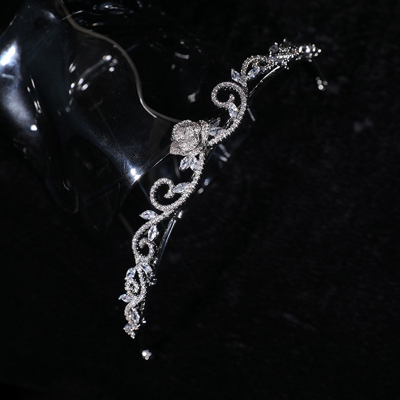 锆石皇冠新娘羽毛头饰伴娘巴洛克王冠婚纱摄影头箍发饰新娘皇冠