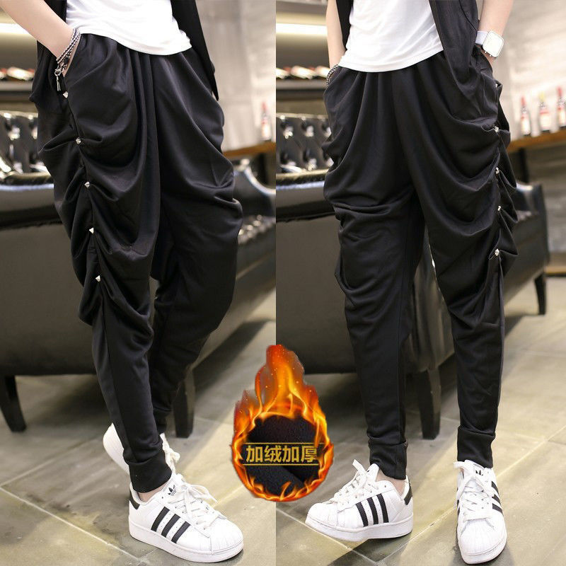 2021秋冬哈伦裤男宽松大码大裆裤加肥加大嘻哈吊裆裤低档垮裤街舞