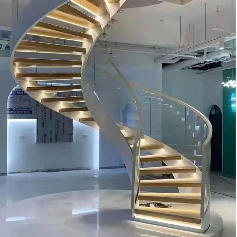 厂家生产定制家用旋转楼梯 室内爬楼卷板楼梯 家装工程弧形楼梯