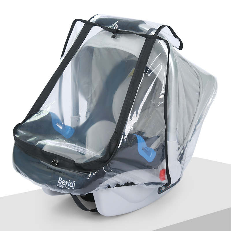 婴儿安全座椅提篮式的雨罩配件透明防尘罩防飞沫汽车睡篮挡风雨披