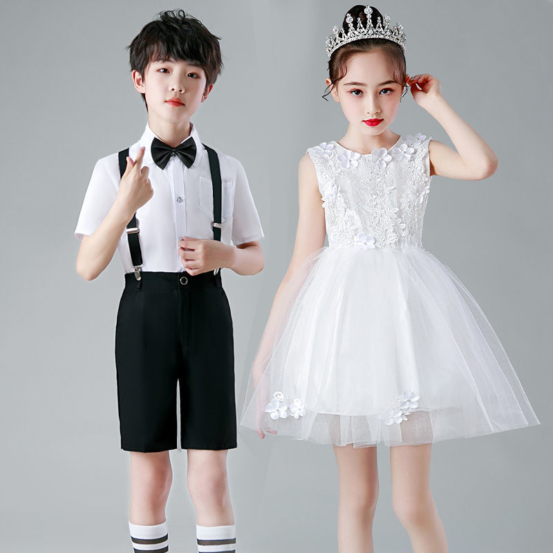 六一儿童演出服男童背带裤礼服小学生合唱女童主持人朗诵表演服装