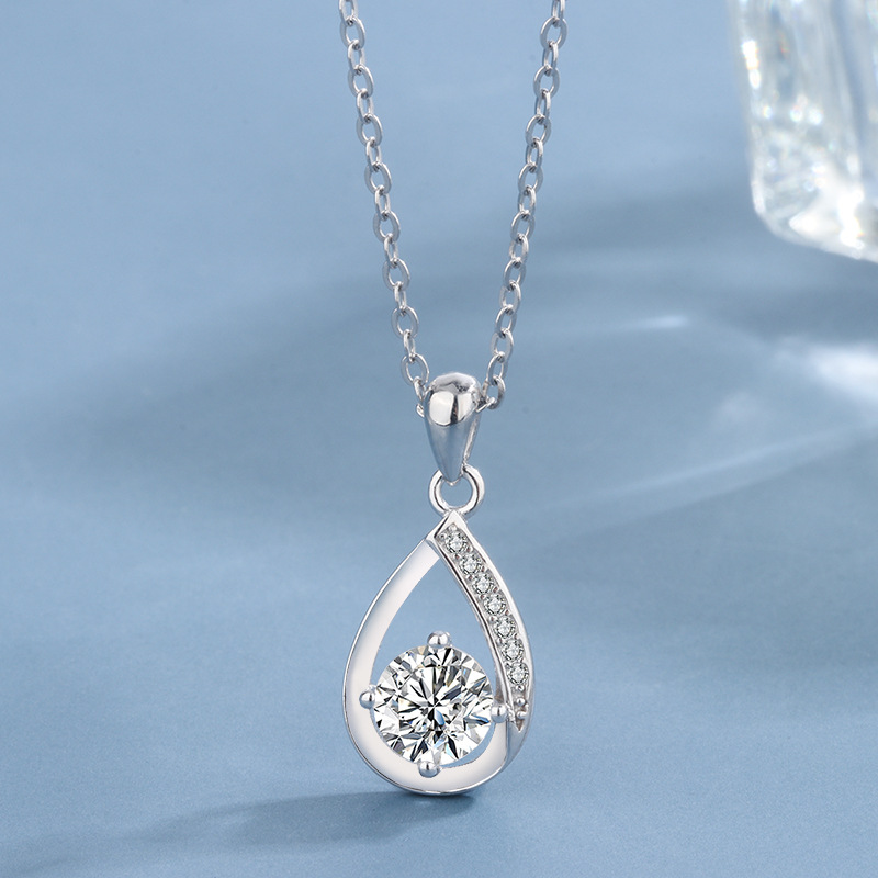庭祥s925银饰品项链女水滴女神之泪吊坠简约锁骨链送女友生日礼物