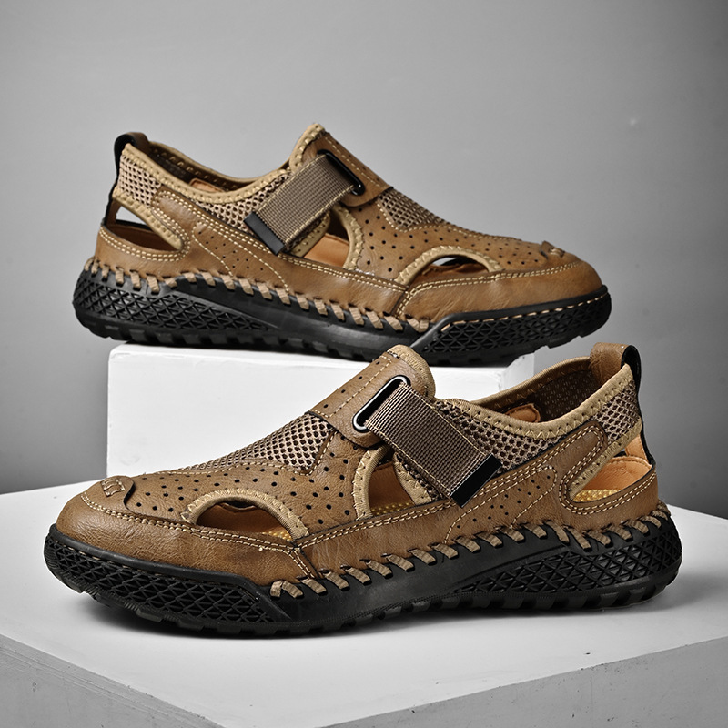 外贸出口意大利夏季新款男士凉鞋网眼透气户外休闲鞋运动网鞋