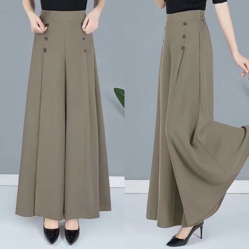 春夏季裙裤阔腿裤女2024新款 中年妈妈裤垂坠感-阿里巴巴