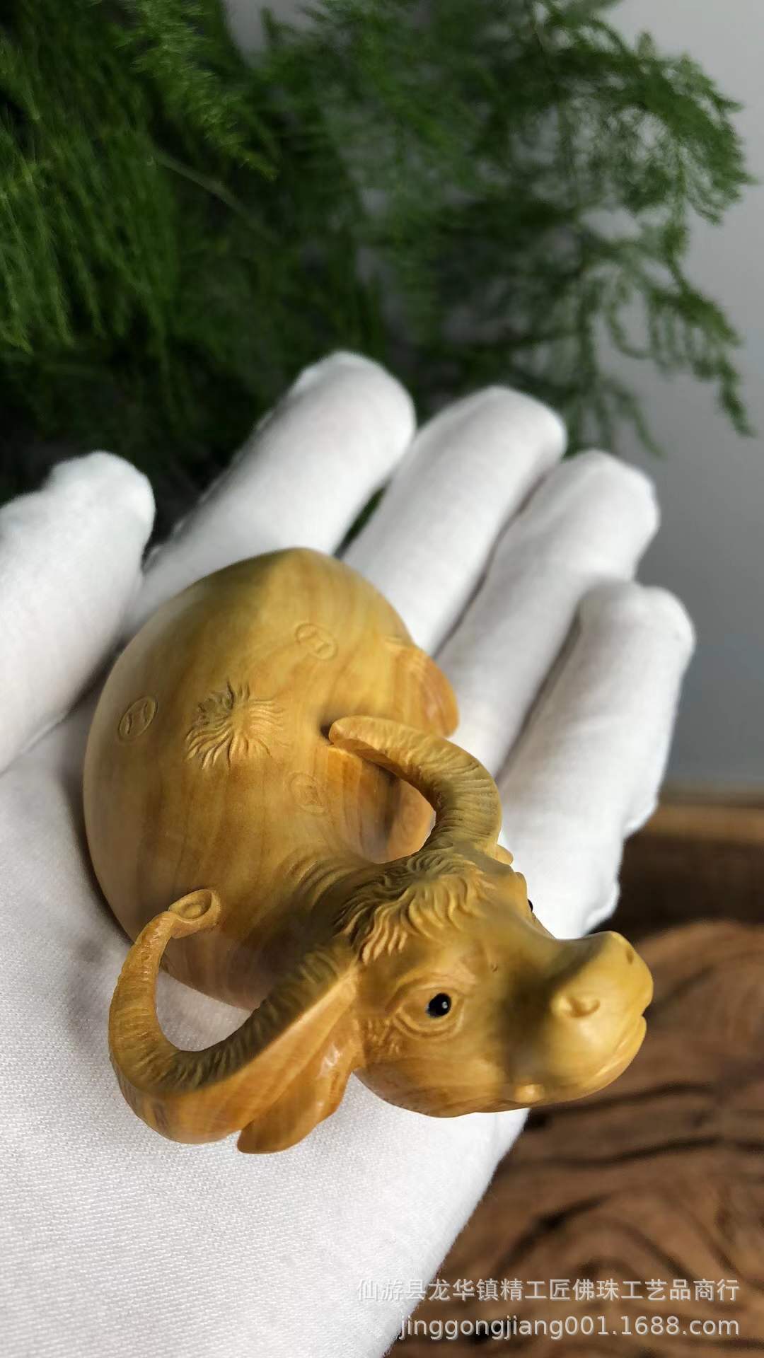 小叶黄杨木雕牛转乾坤木质手把件家居红木文玩工艺品